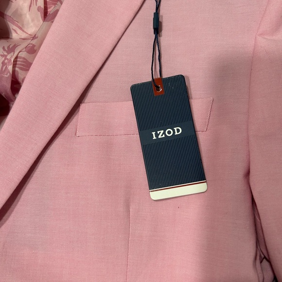 Izod Mens Classic Fit Suit Jacket Blazer Solid Light Pink NEW with Tags Size 44 - Picture 8 of 10